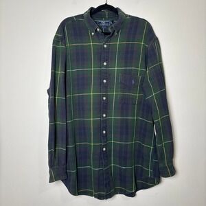 Ralph Lauren Sport Mens Tartan Plaid Button Down Shirt XLT Rugged Outdoor Logo